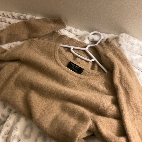CASHMERE CLUB LUXURY PS tan sweater blouse crew neck long sleeve - Picture 6 of 9